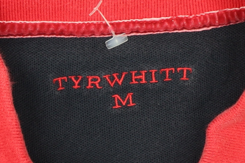 Tyrwhitt Men's Red Striped Cotton Polo Shirt Size M