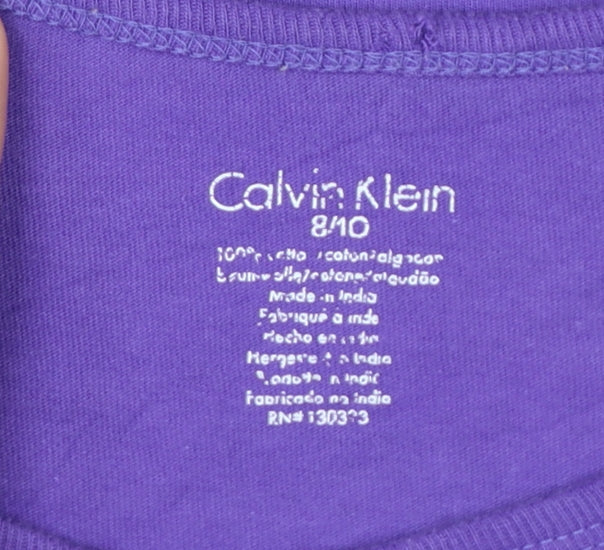Calvin Klein Girls Purple Long Sleeve Cotton T-Shirt Size 8-10 Years
