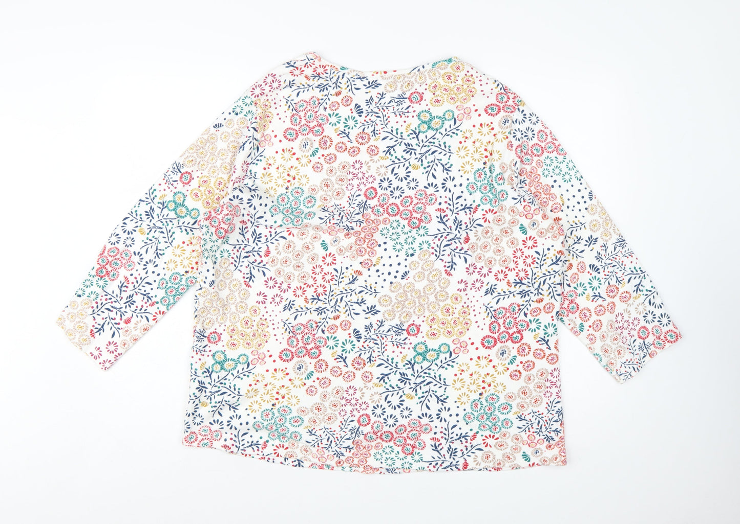 Country Rose Women's Multicoloured Floral Cotton 3/4 Sleeve T-Shirt XL