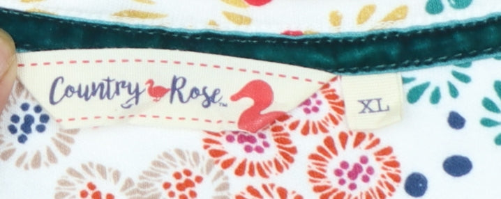 Country Rose Women's Multicoloured Floral Cotton 3/4 Sleeve T-Shirt XL