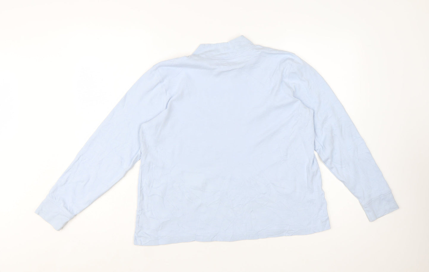 Lands' End Women's Blue Mock Neck Long Sleeve Cotton Top M