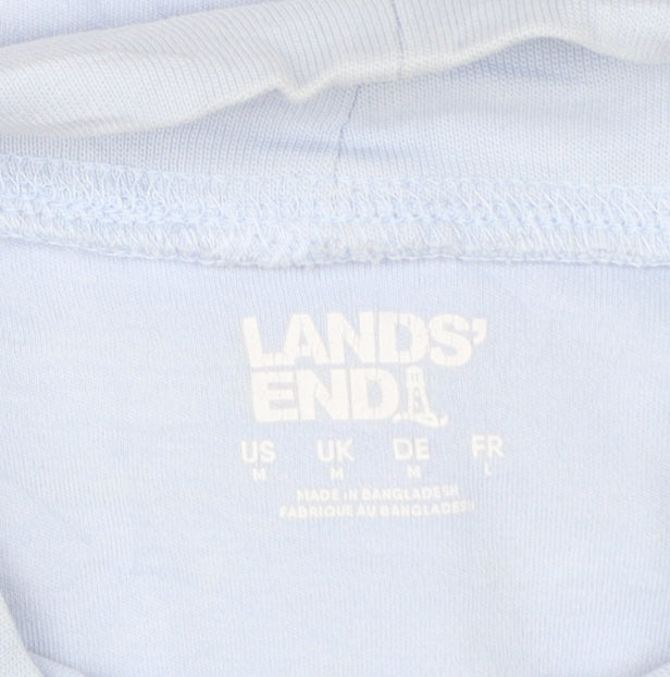 Lands' End Women's Blue Mock Neck Long Sleeve Cotton Top M