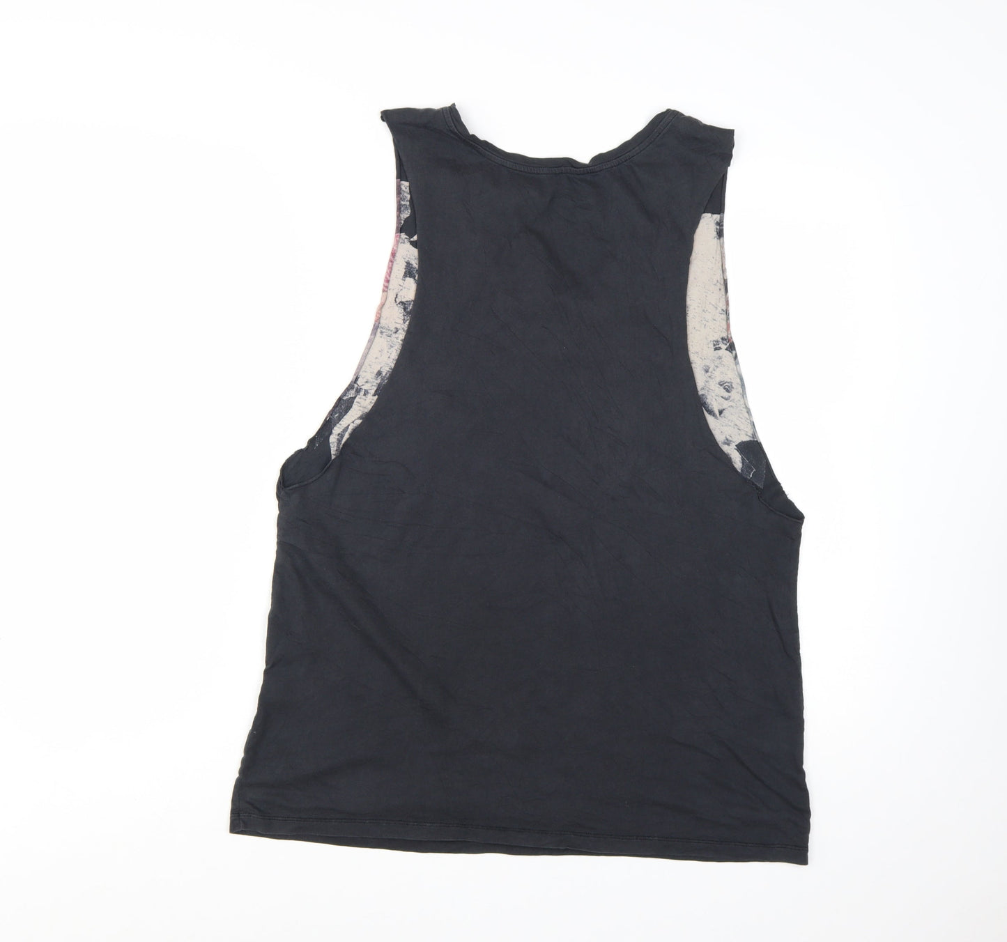 AllSaints Womens Black Skull Floral Tank Top 2XL Gothic Rock Vest