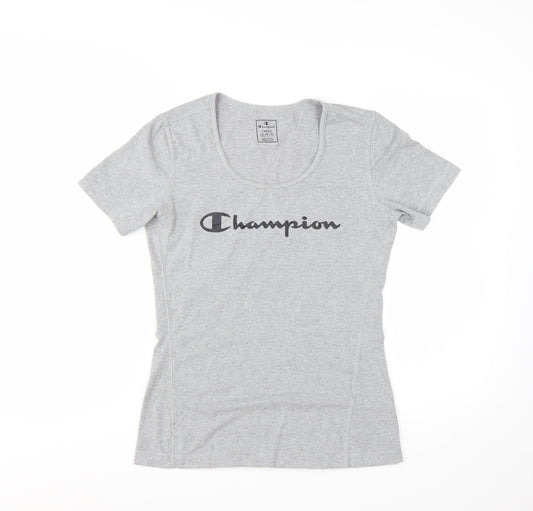 Champion Womens Grey Basic Jersey T-Shirt L Slim Fit Casual Top