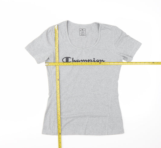 Champion Womens Grey Basic Jersey T-Shirt L Slim Fit Casual Top