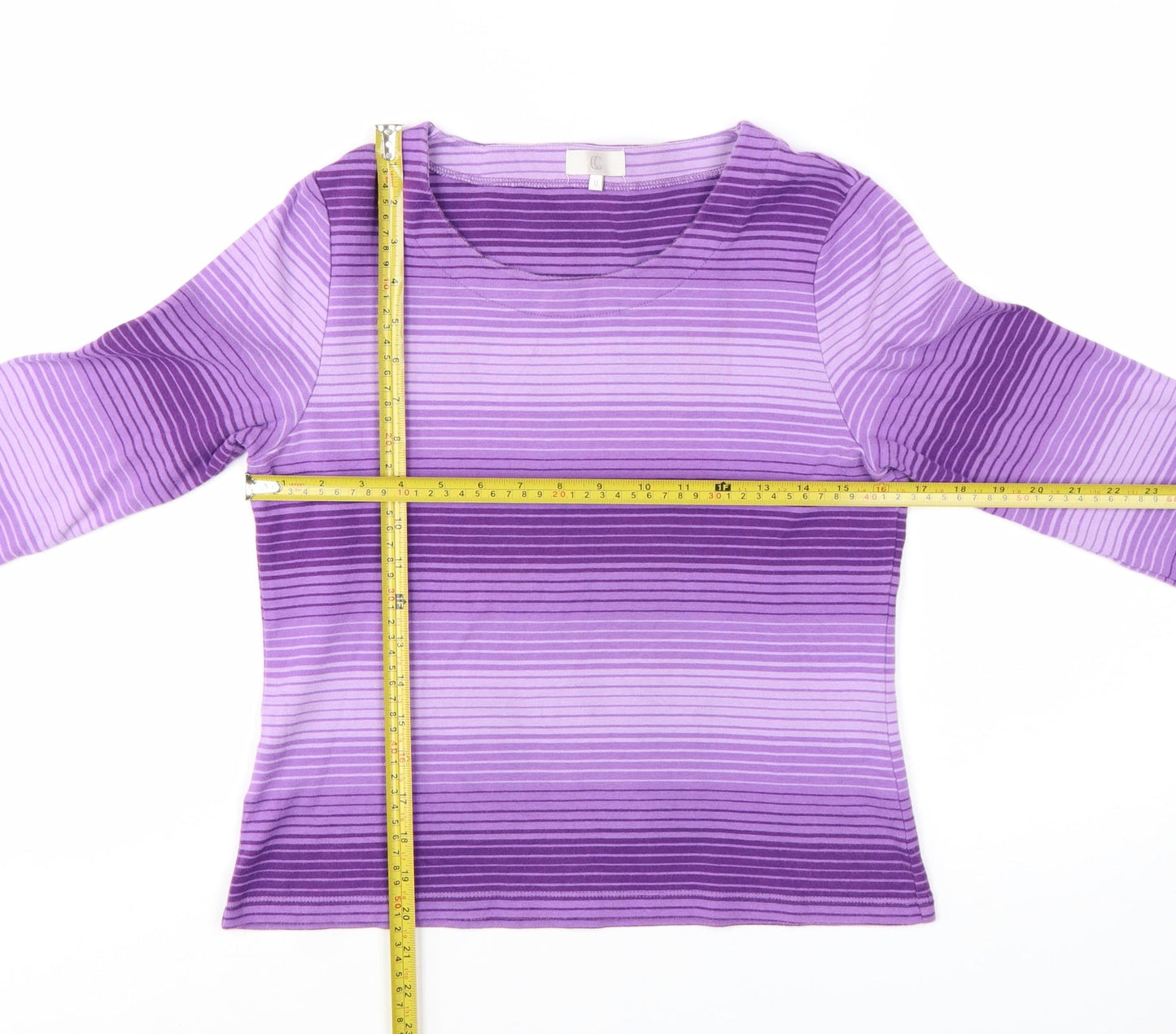 CC Women’s Purple Striped 3/4 Sleeve Cotton T-Shirt Size M