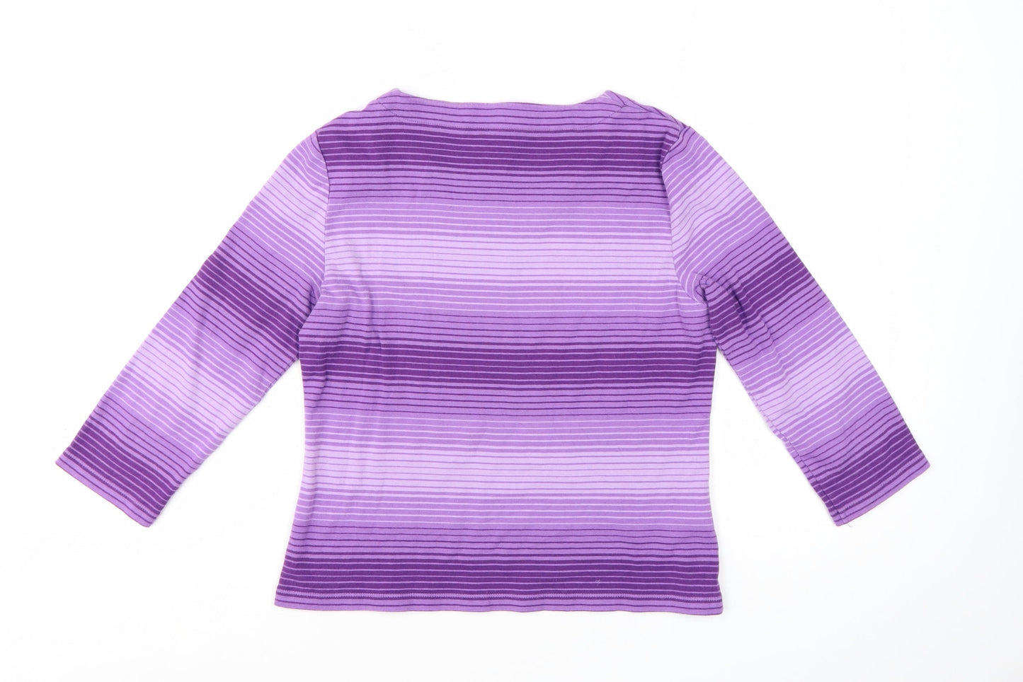 CC Women’s Purple Striped 3/4 Sleeve Cotton T-Shirt Size M