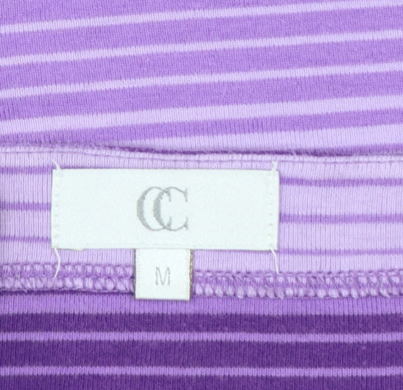 CC Women’s Purple Striped 3/4 Sleeve Cotton T-Shirt Size M