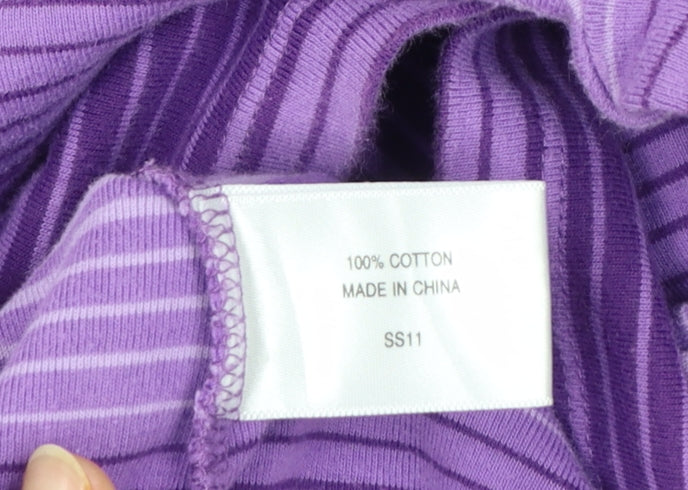 CC Women’s Purple Striped 3/4 Sleeve Cotton T-Shirt Size M