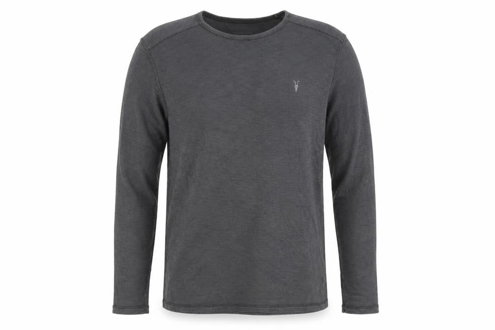 AllSaints Men's Grey Long Sleeve Crew Neck Cotton T-Shirt M