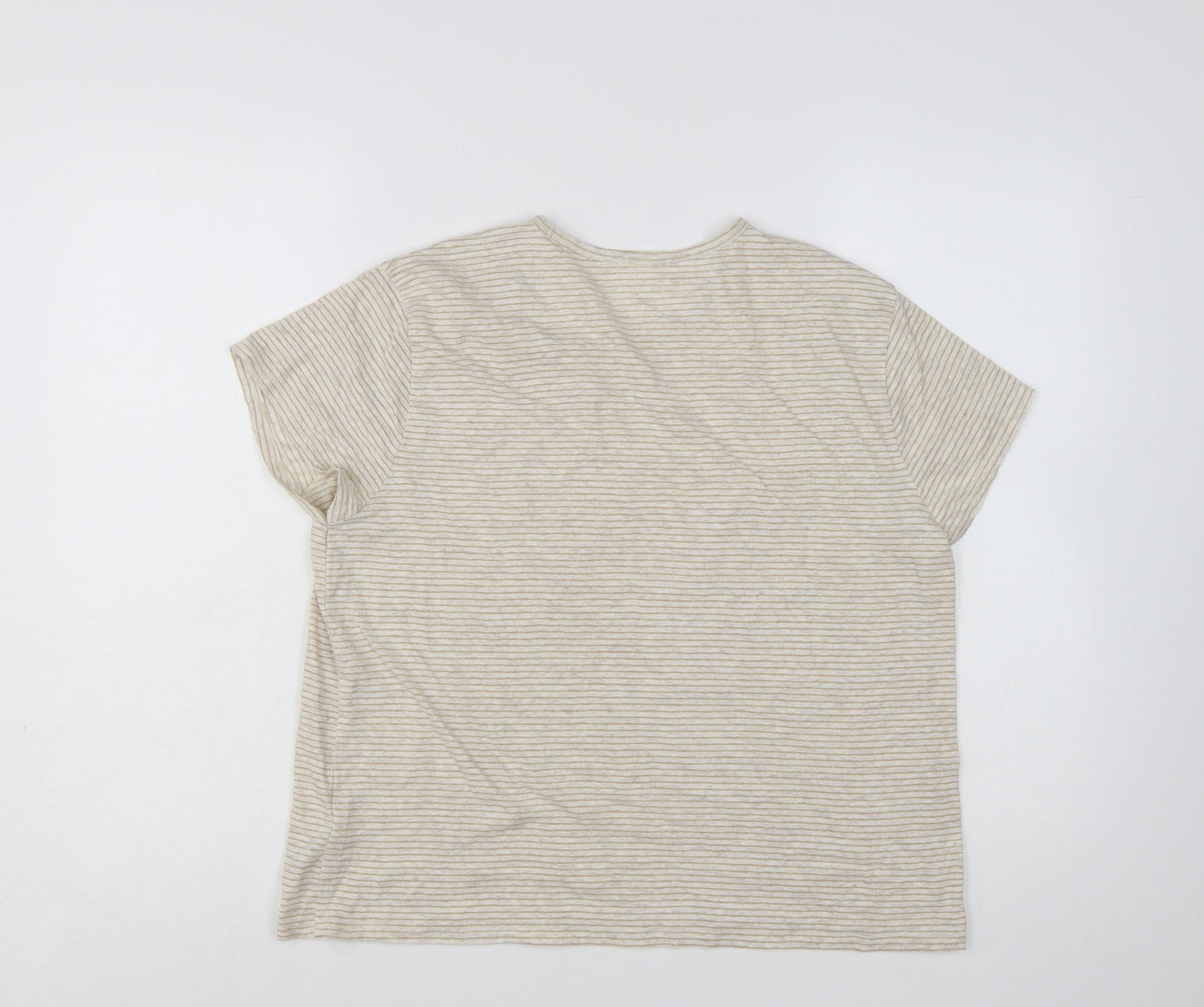 GAP Women’s Beige Striped Short Sleeve Cotton Blend T-Shirt Size 2XL