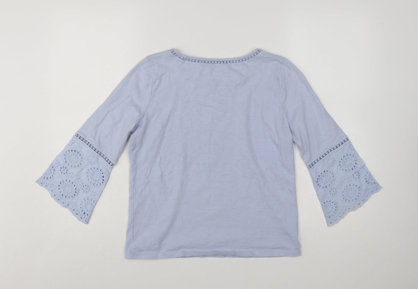 Laura Ashley Women's Blue Cotton 3/4 Bell Sleeve Tunic Blouse UK 8