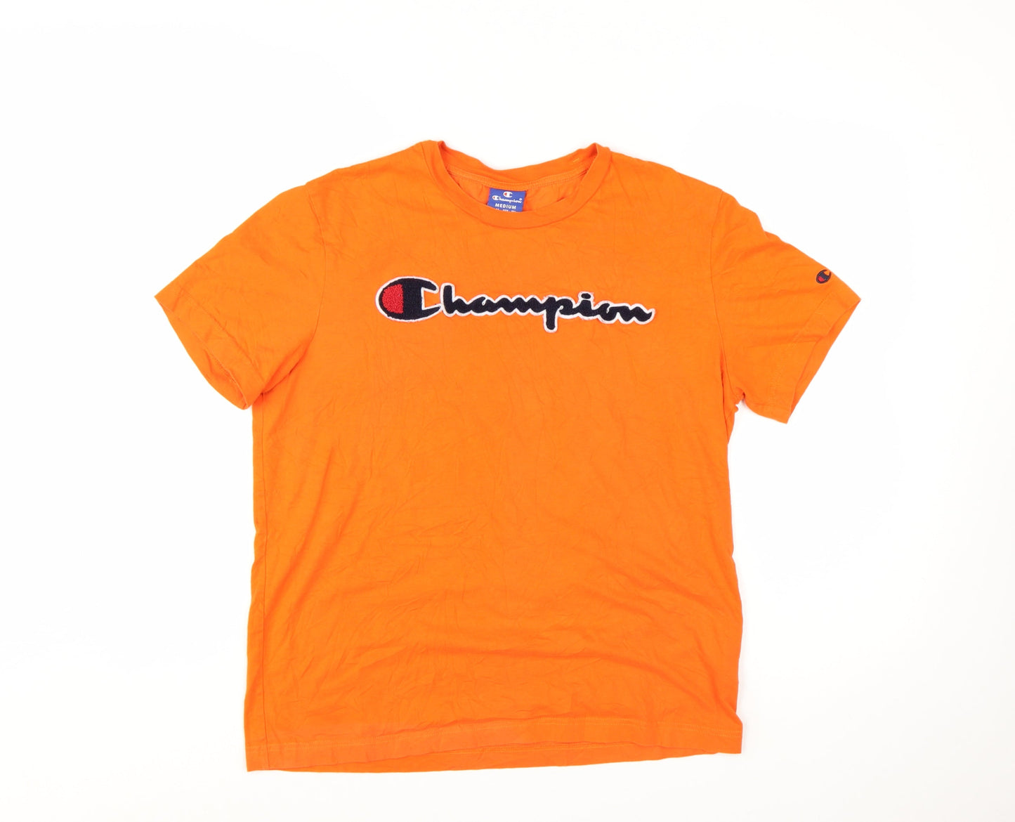 Champion Men's Orange Embroidered Logo Short Sleeve T-Shirt Size M
