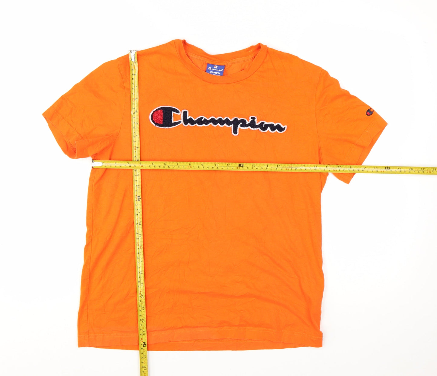 Champion Men's Orange Embroidered Logo Short Sleeve T-Shirt Size M
