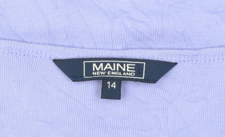Maine New England Women's Purple 3/4 Sleeve V-Neck Cotton T-Shirt Size 14