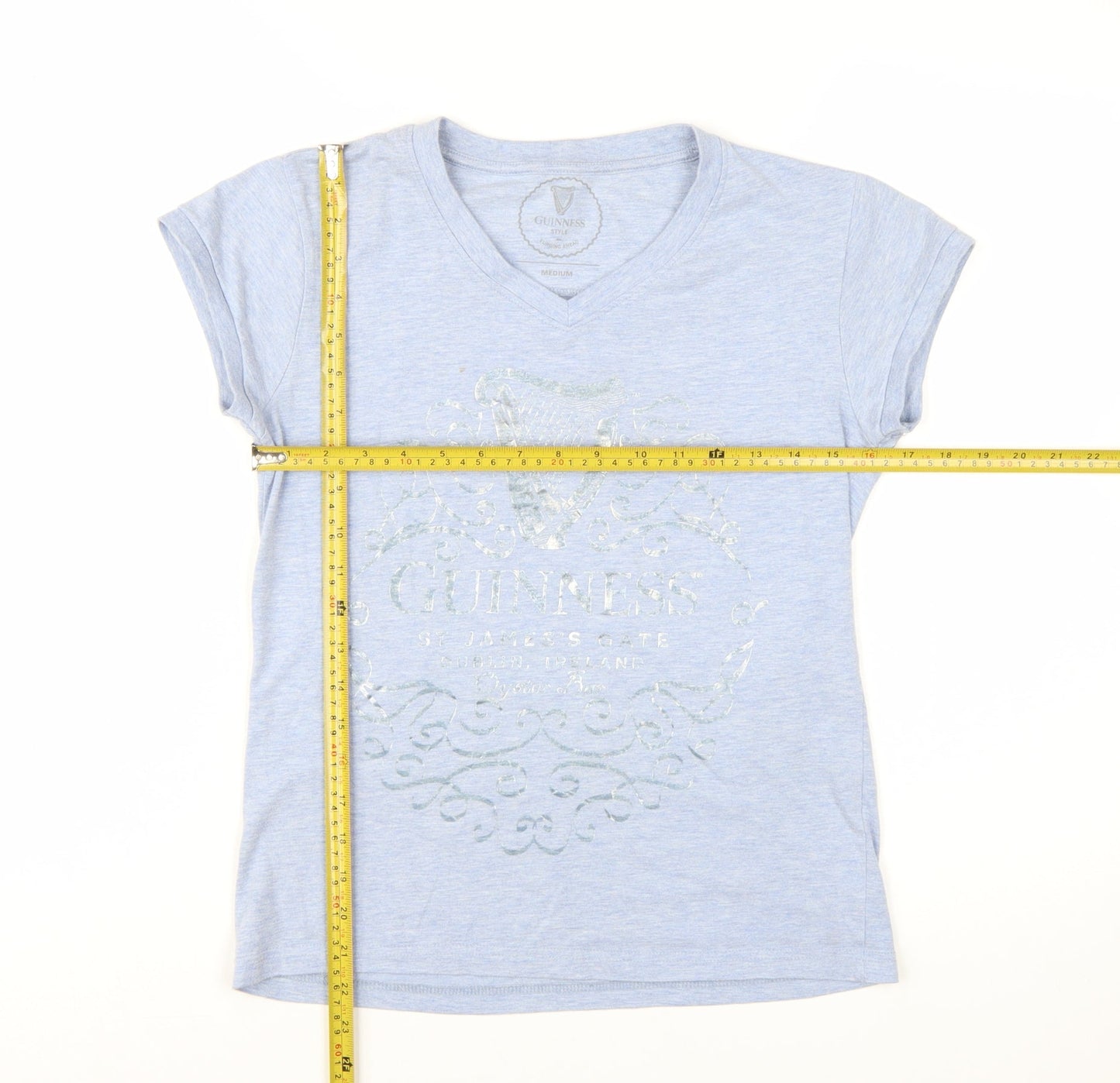 Guinness Women’s Blue V-Neck Short Sleeve Cotton T-Shirt Size M
