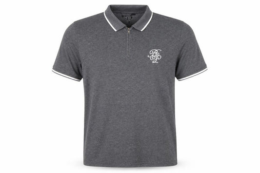 Brave Soul Men's Grey 1/4 Zip Polo Shirt Size L Regular Fit
