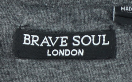 Brave Soul Men's Grey 1/4 Zip Polo Shirt Size L Regular Fit
