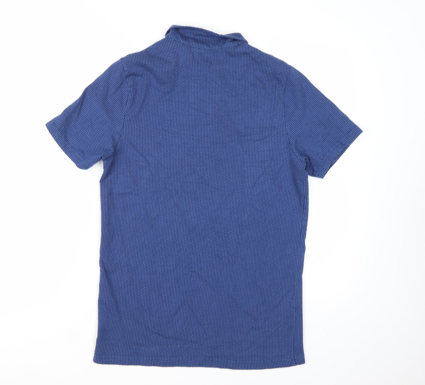 BoohooMAN Men's Blue Short Sleeve Polo Shirt Size S Zip Collar