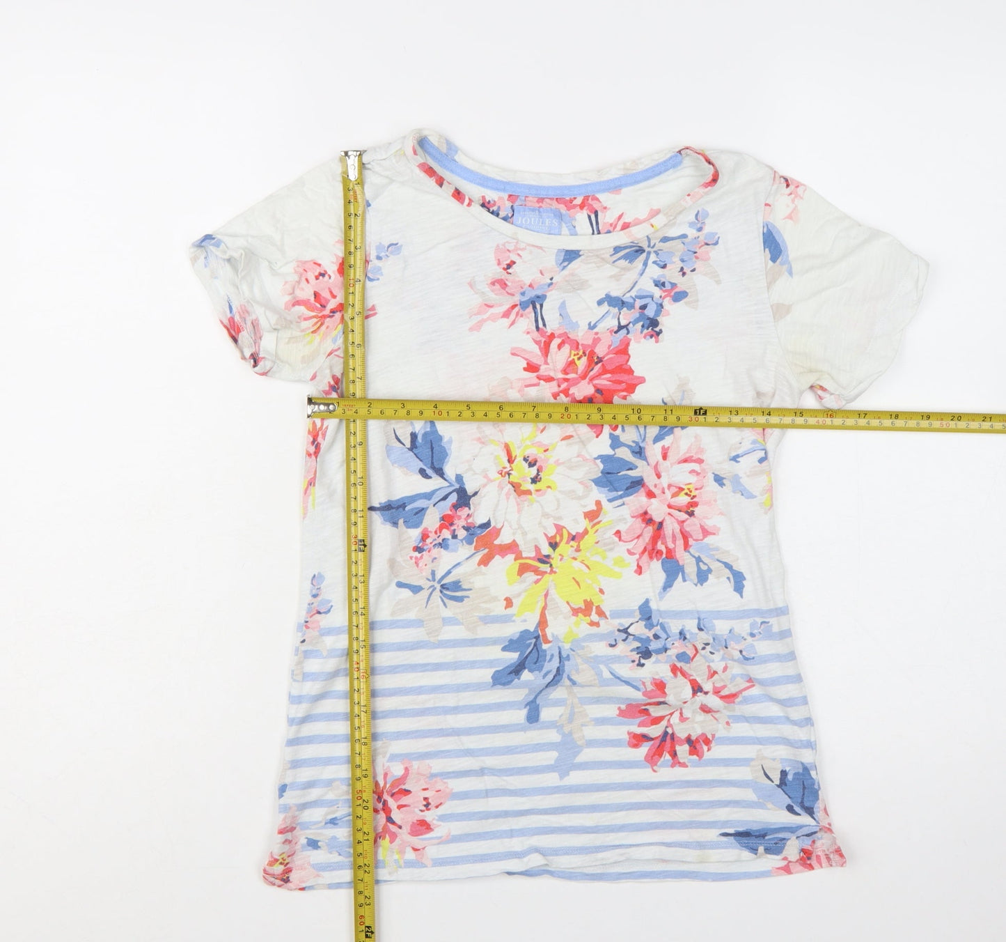 Joules Women’s Multicoloured Floral Striped Cotton T-Shirt Size 6