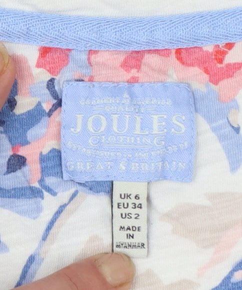 Joules Women’s Multicoloured Floral Striped Cotton T-Shirt Size 6