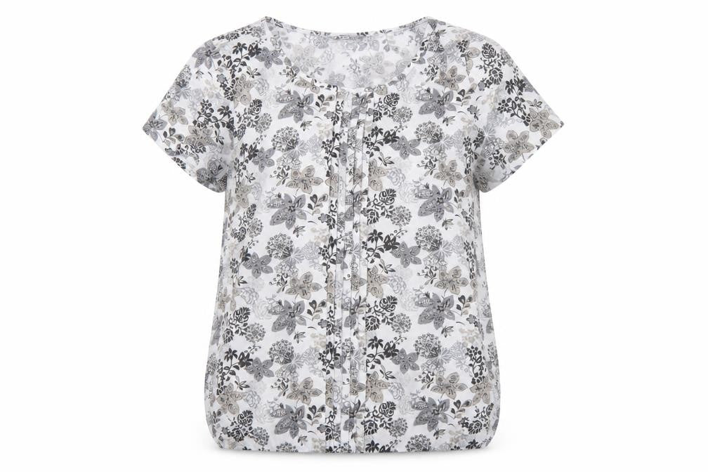 Bonmarché Women's White Floral Short Sleeve Blouse Size 14