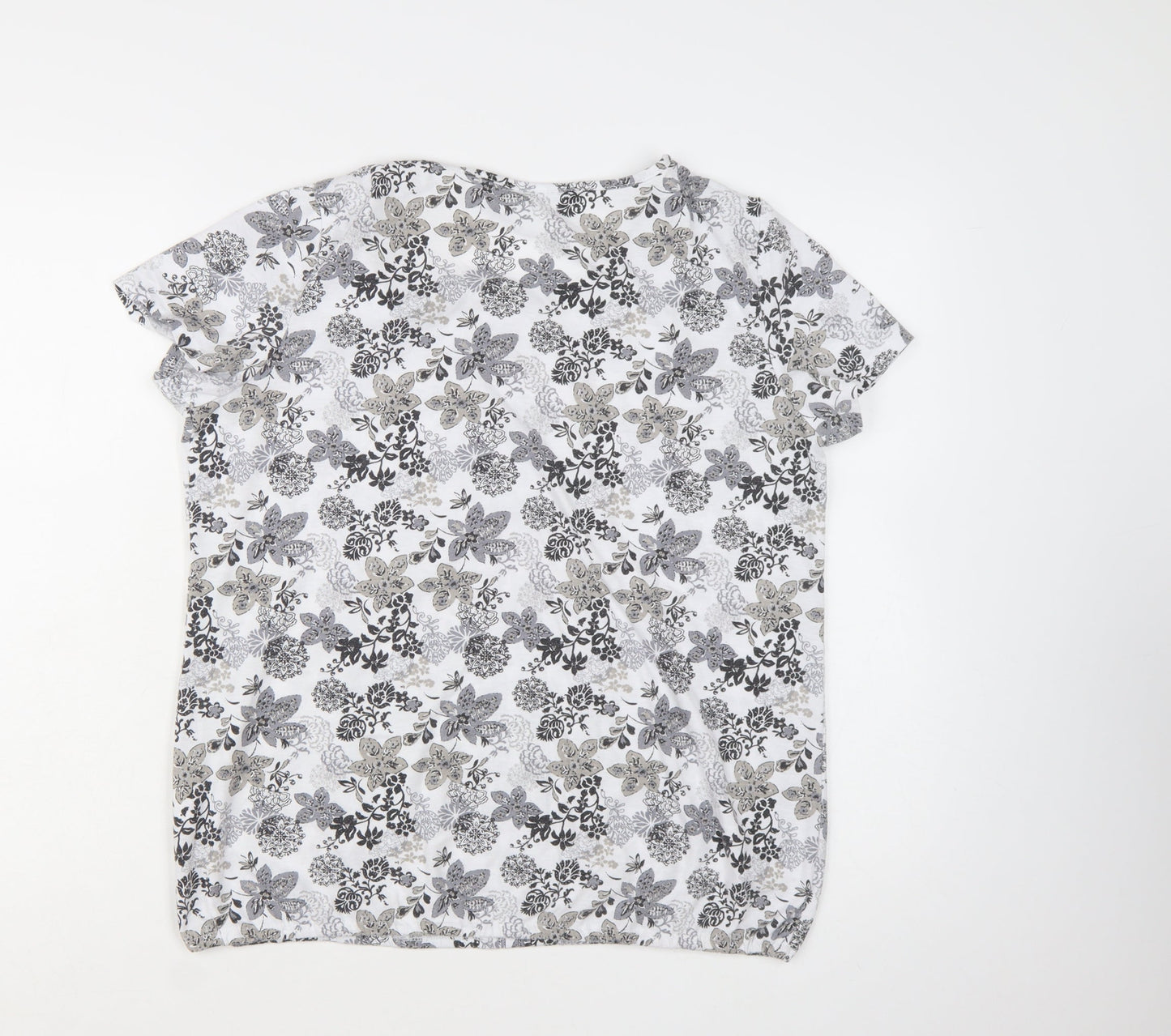 Bm Casual Women's White Floral Short Sleeve Blouse Size 14