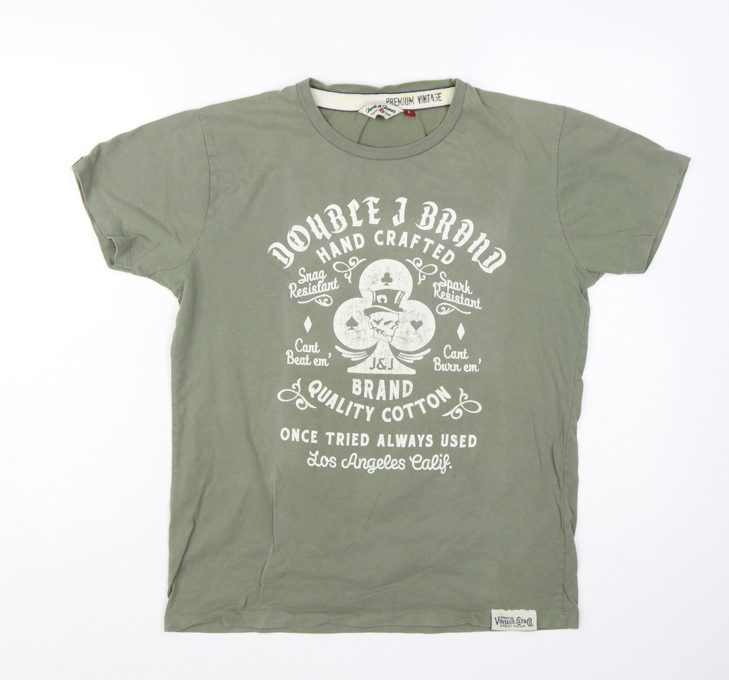 Jack & Jones Premium Vintage Green Graphic Cotton Men's T-Shirt Size S