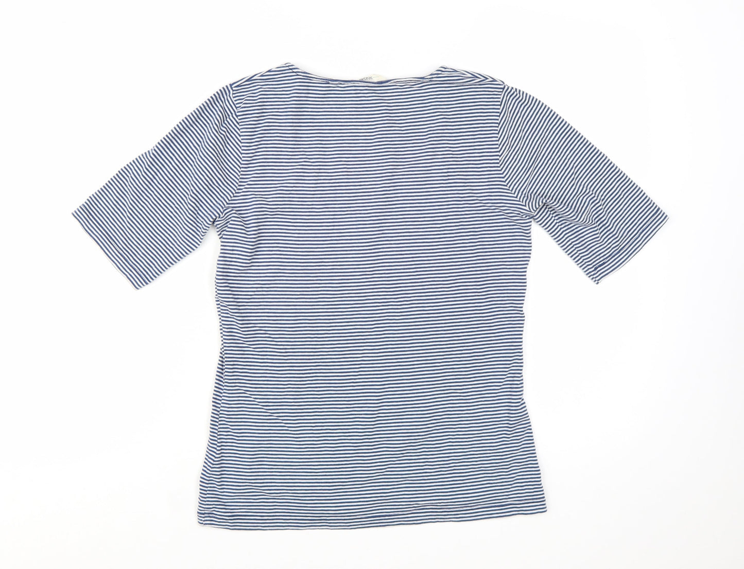 Seasalt Women Blue Striped Organic Cotton T-Shirt Size 10