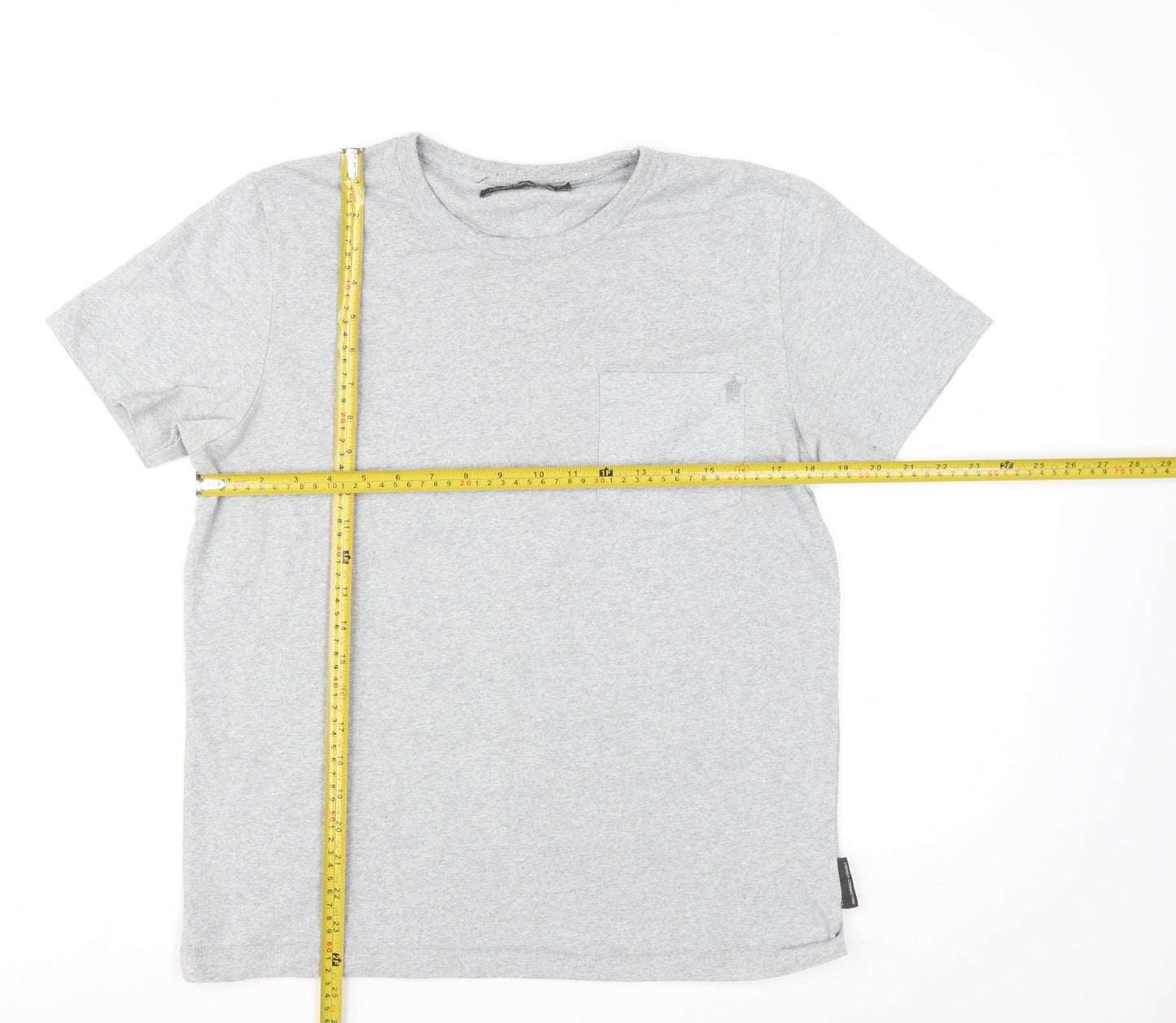 French Connection Men's Grey Crew Neck Cotton T-Shirt Size L