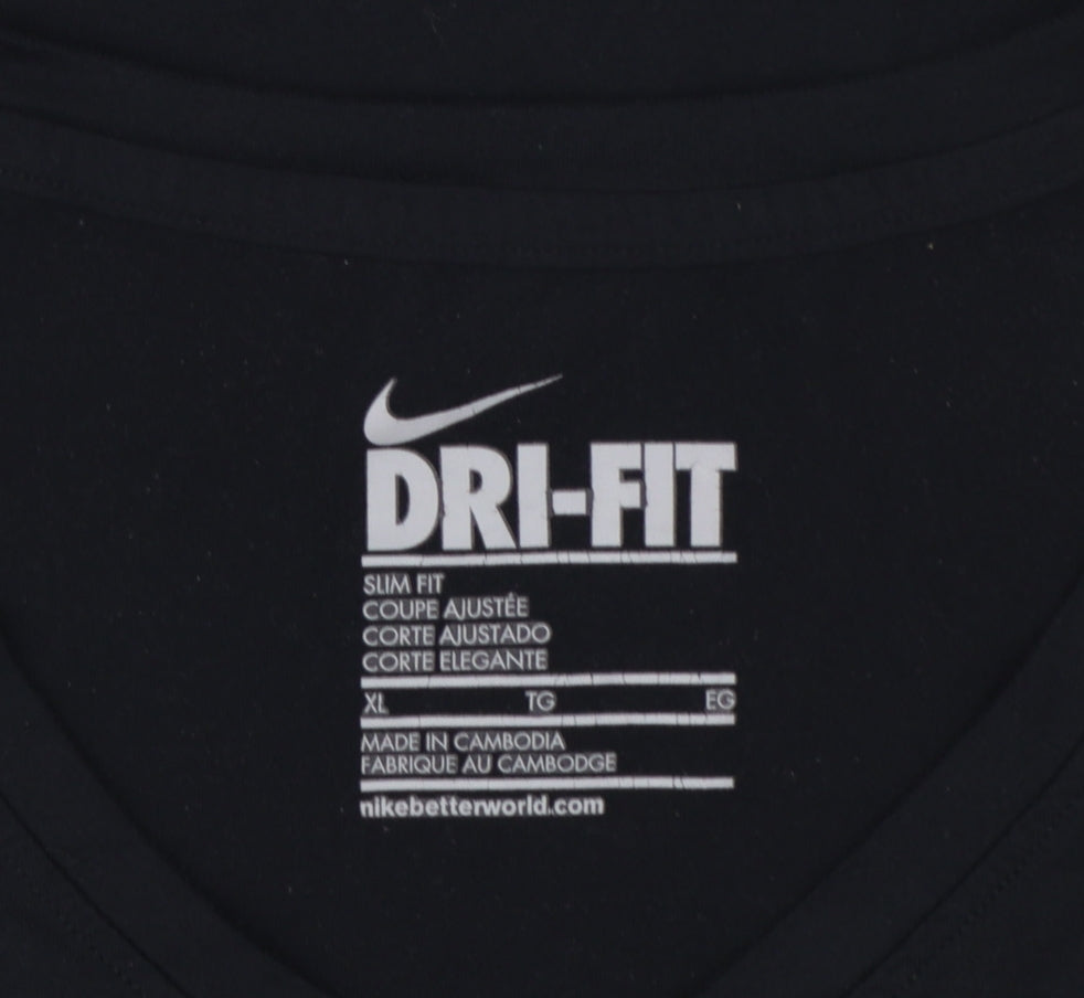 Nike Womens Black Dri-FIT Slim Fit V-Neck Activewear T-Shirt XL