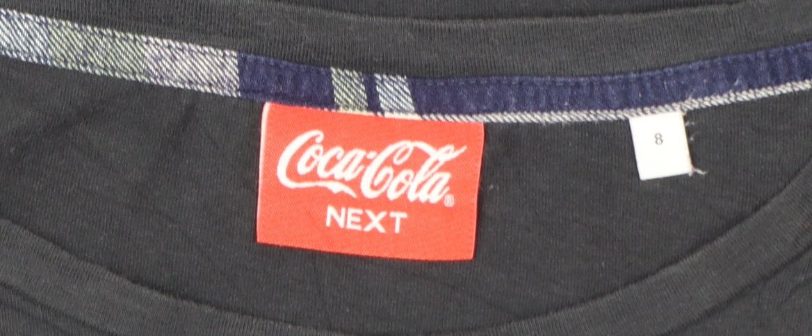 Next Coca-Cola Womens Black Cotton T-Shirt Size 8 Short Sleeve