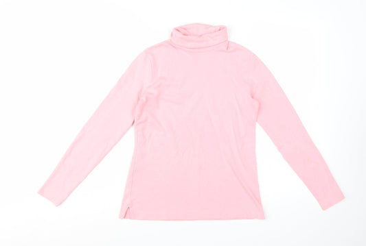 Lands' End Women’s Pink Roll Neck Long Sleeve T-Shirt Size L