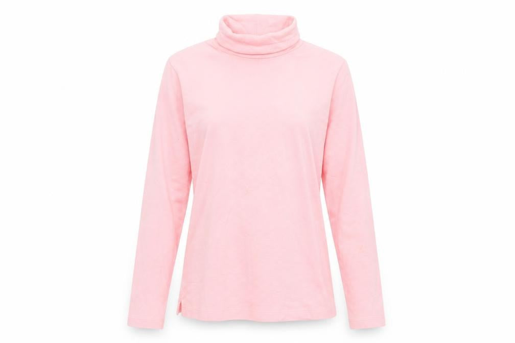 Lands' End Women’s Pink Roll Neck Long Sleeve T-Shirt Size L