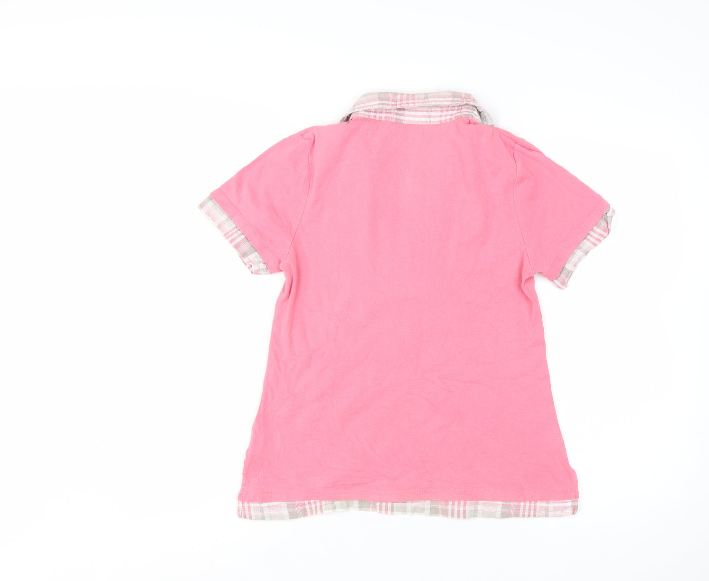 Cotton Traders Womens Pink Short Sleeve V-Neck Basic T-Shirt Size 10