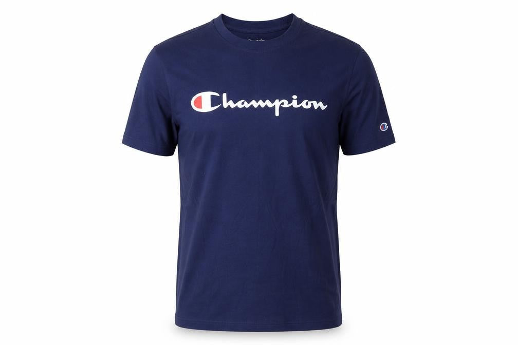 Champion Men's Blue Logo Crew Neck Short Sleeve T-Shirt Size S