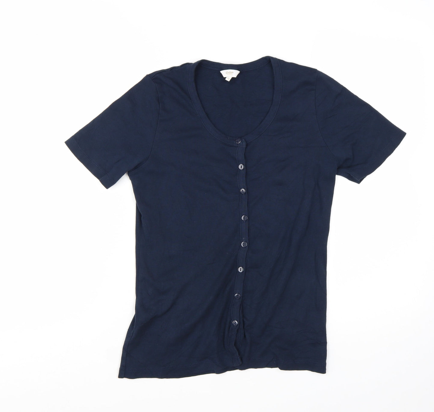 Cotton Traders Women’s Blue Size 10 Button-Up Short Sleeve Top