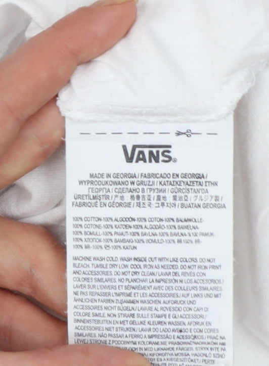 Vans Men's Red and White Colourblock Classic Fit T-Shirt Medium