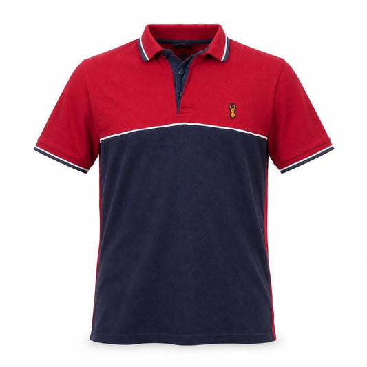 Next Mens Red Blue Colourblock Polo Shirt Size S 100% Cotton