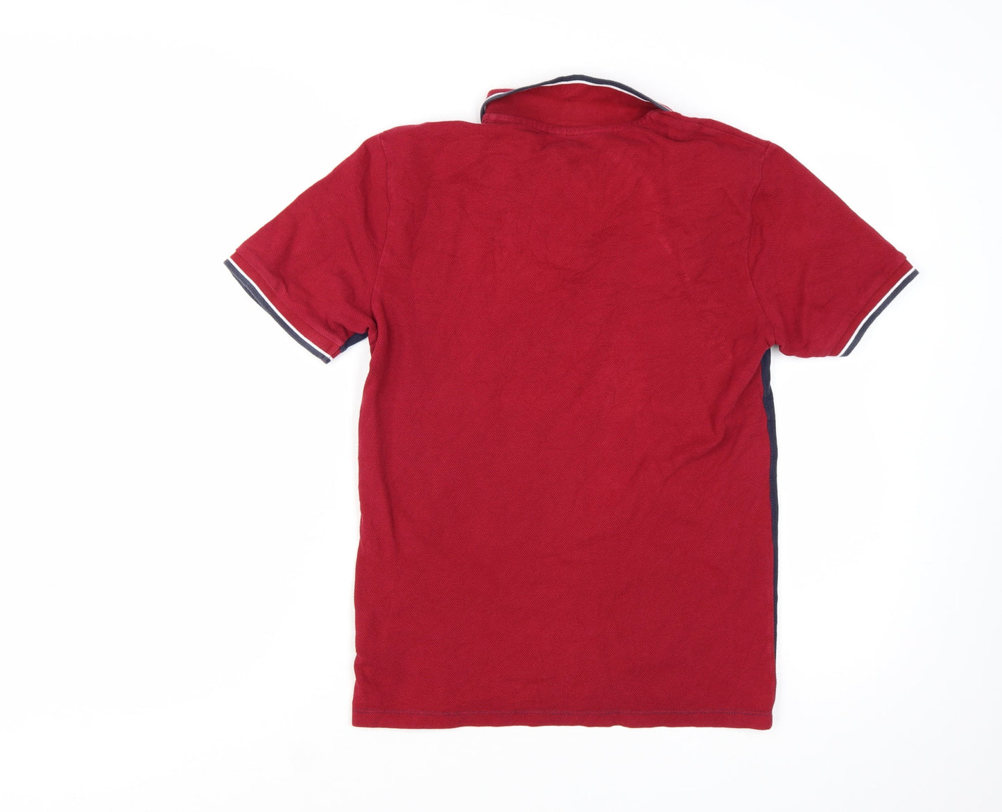 Next Mens Red Blue Colourblock Polo Shirt Size S 100% Cotton