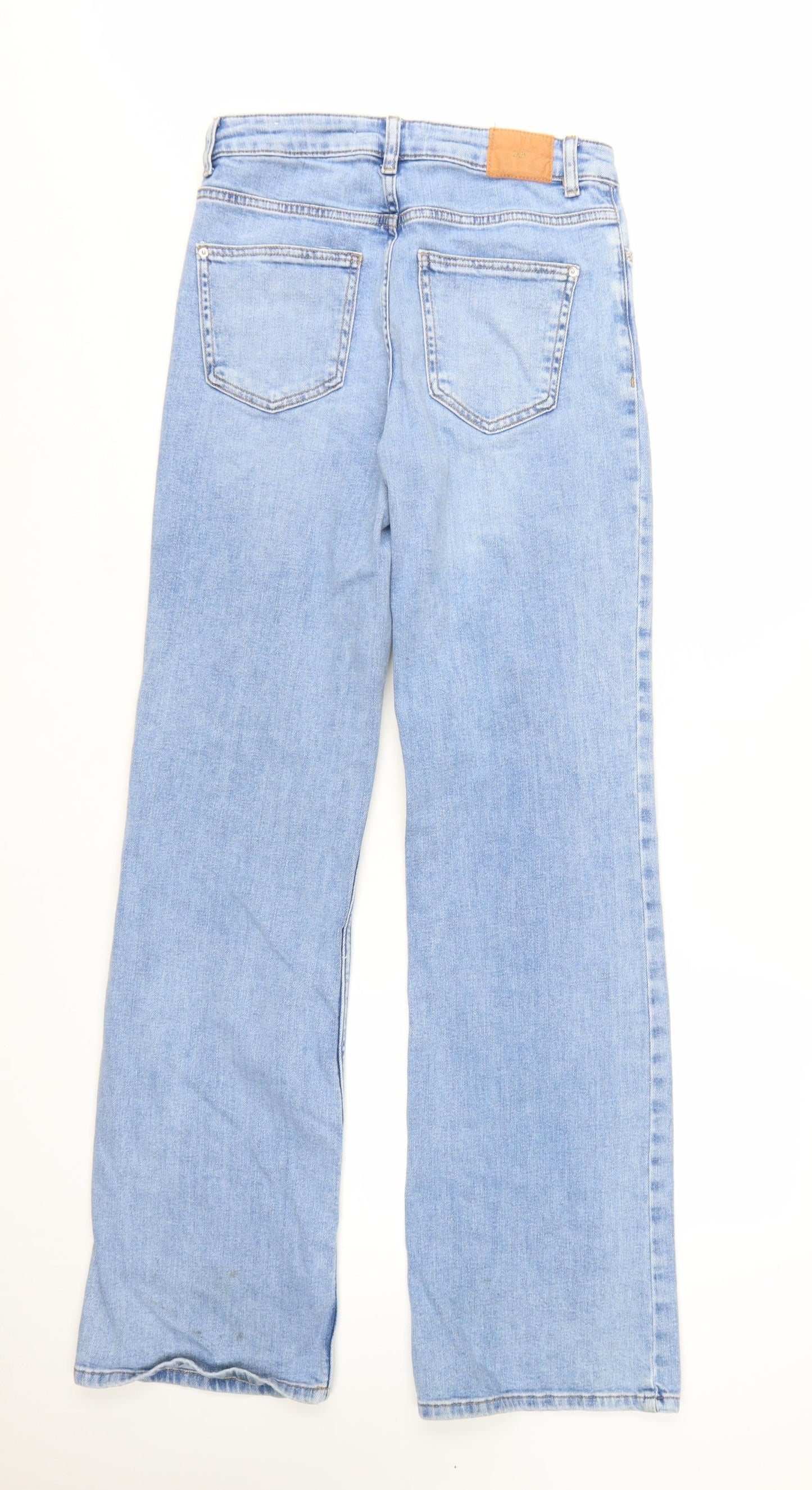 ZARA Women Blue Wide-Leg High Rise Denim Jeans Size 8