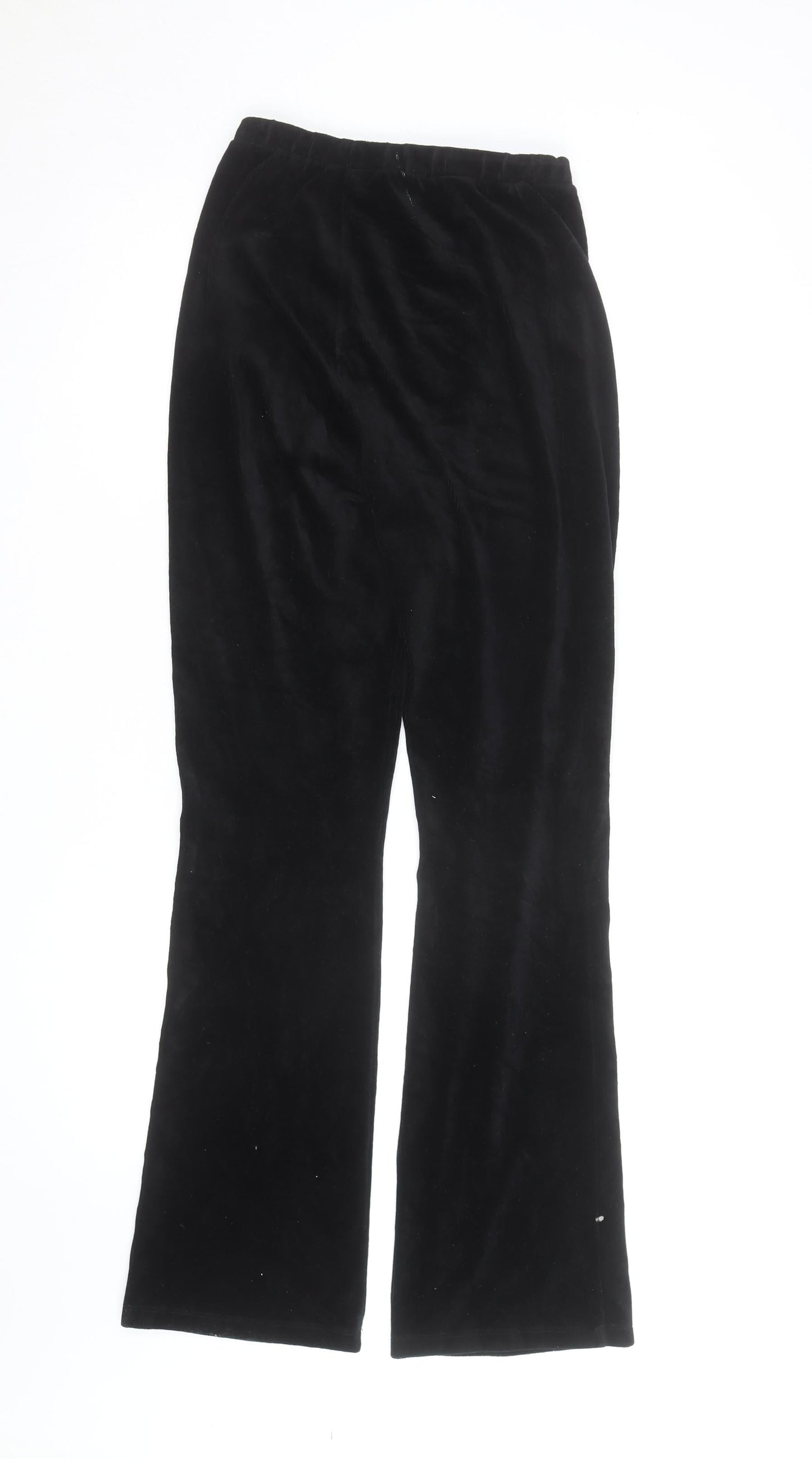Topshop Women Black Velvet Wide-Leg Trousers Size 8