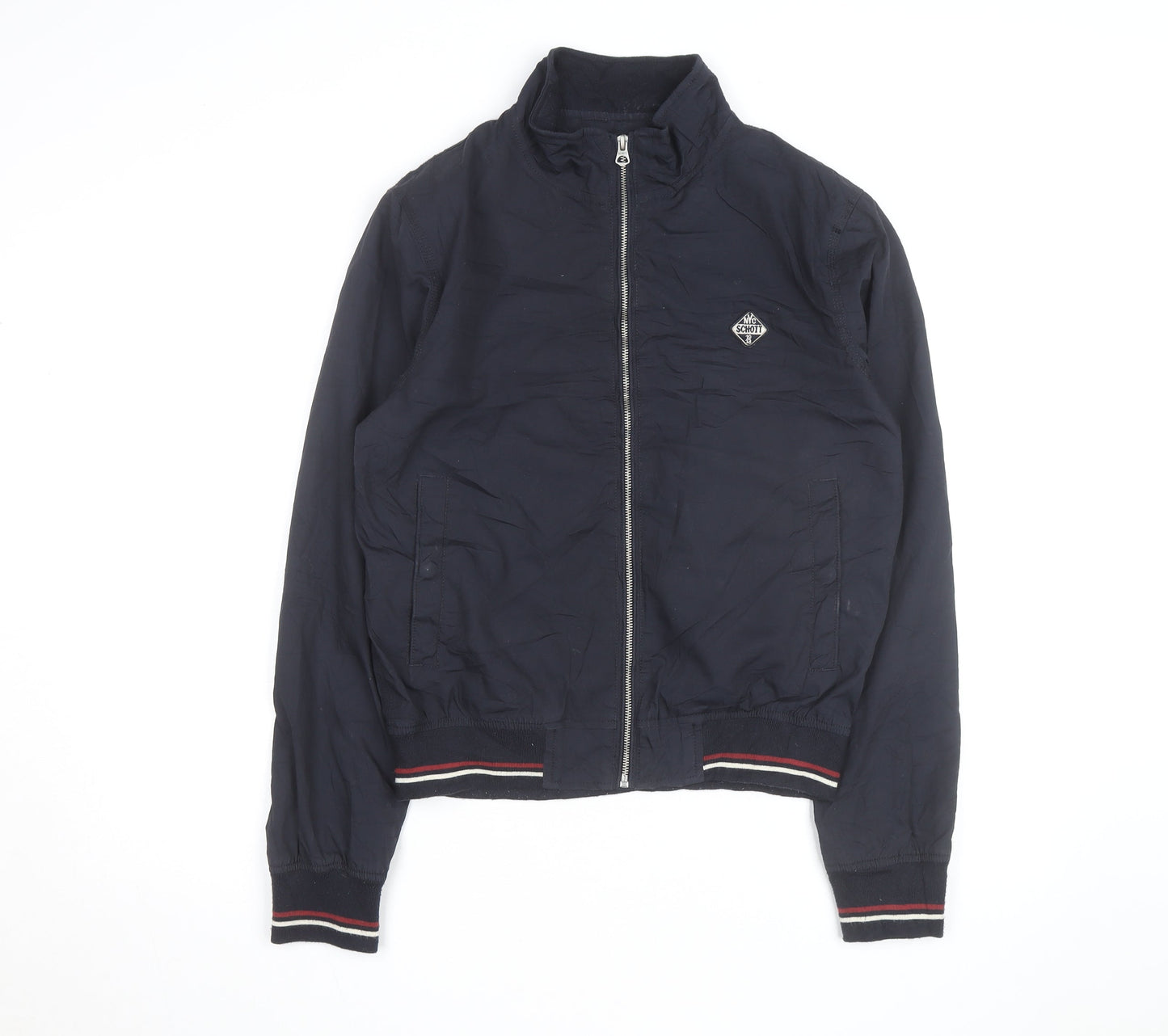 Schott Mens Blue Bomber Jacket M Cotton Blend Zip Up Casual