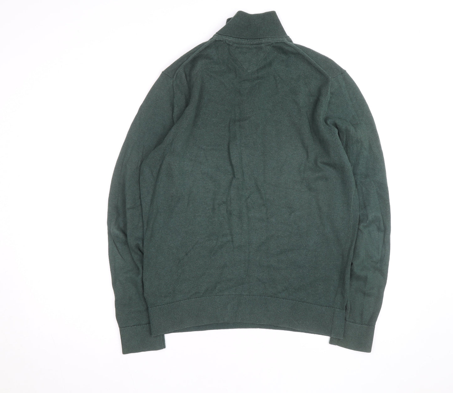 Tommy Hilfiger Men Green High Neck 1/2 Zip Cotton Jumper M