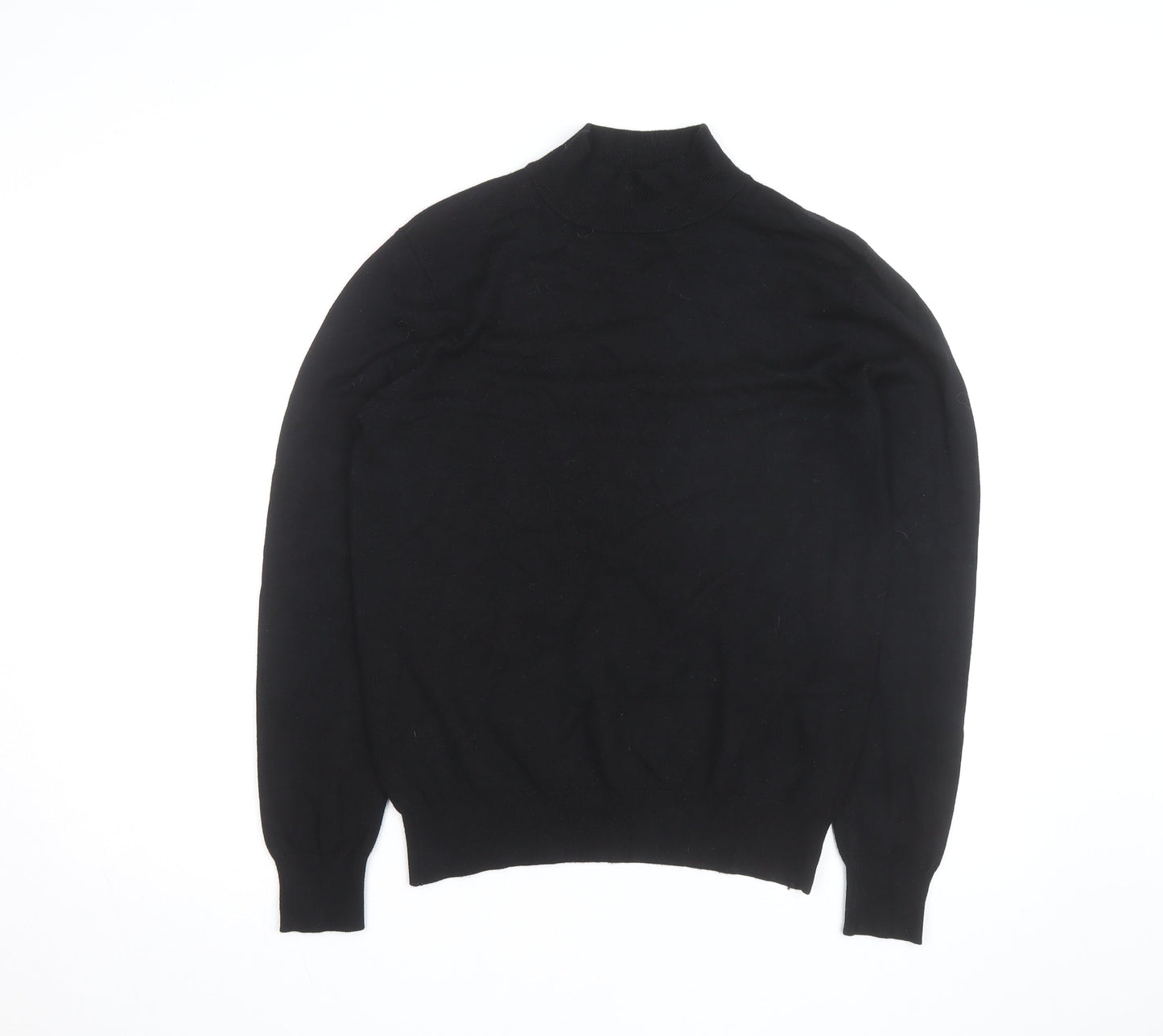 Ciao Italy Men's Black Mock Neck Slim Fit Viscose Knit Jumper M