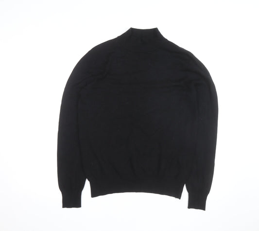 Ciao Italy Men's Black Mock Neck Slim Fit Viscose Knit Jumper M