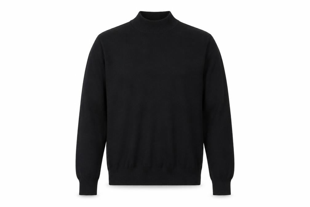 Ciao Italy Men's Black Mock Neck Slim Fit Viscose Knit Jumper M