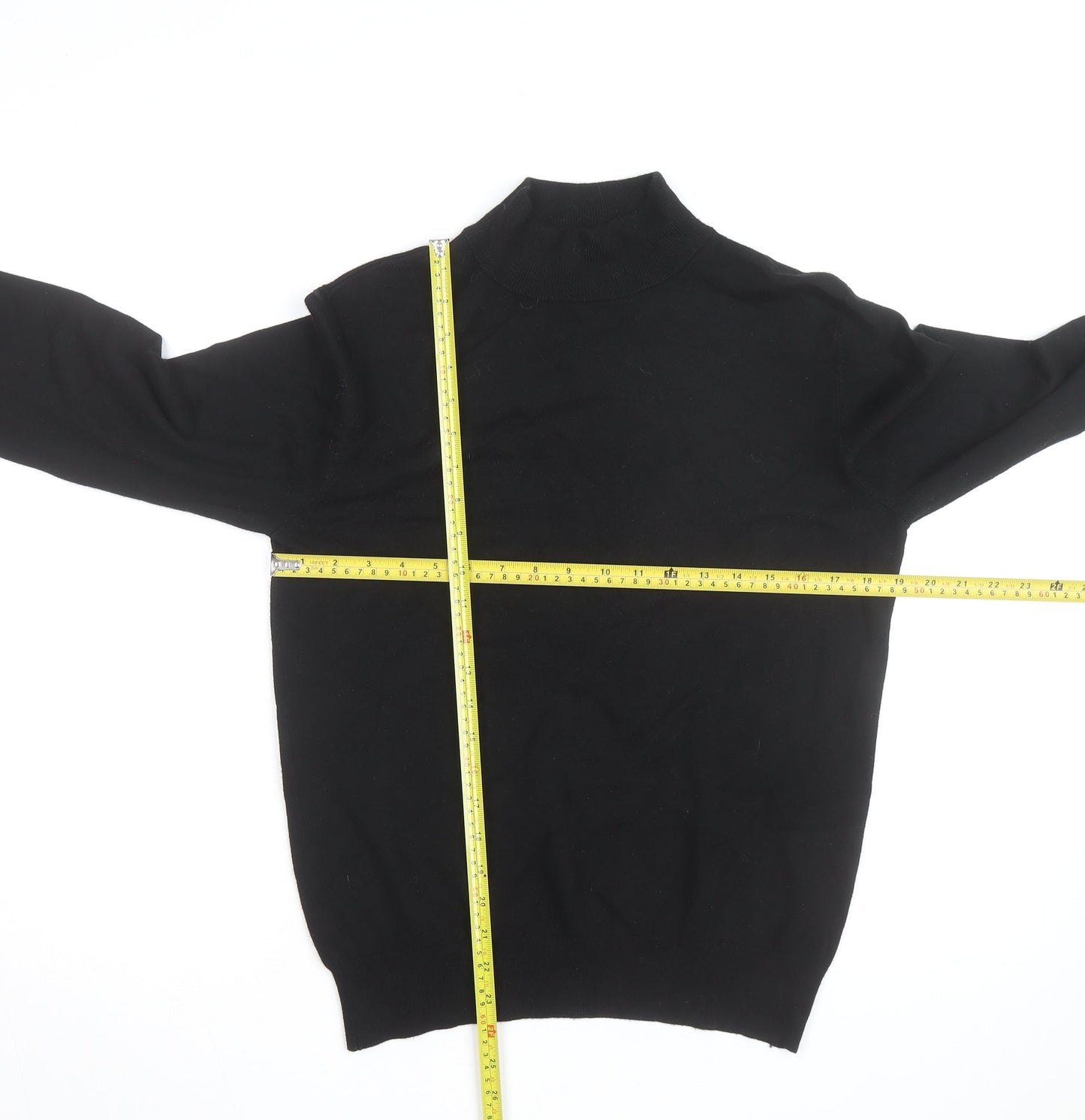 Ciao Italy Men's Black Mock Neck Slim Fit Viscose Knit Jumper M