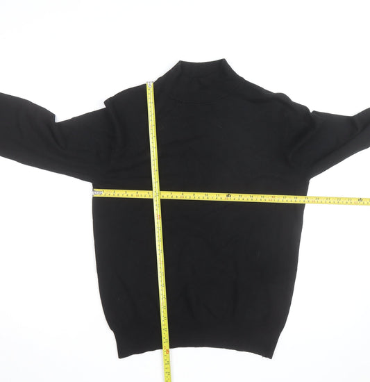 Ciao Italy Men's Black Mock Neck Slim Fit Viscose Knit Jumper M