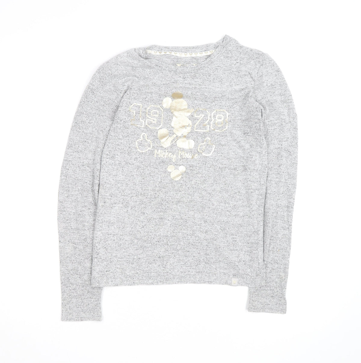 Front view of Disney Women’s Grey Mickey Mouse jumper, size UK 10